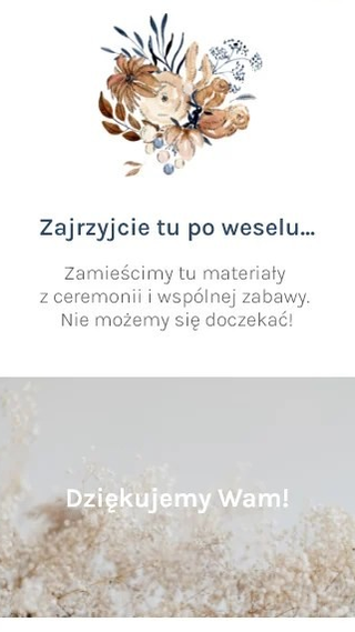Sekcja „zajrzyjcie tu po weselu” na stronie ślubnej